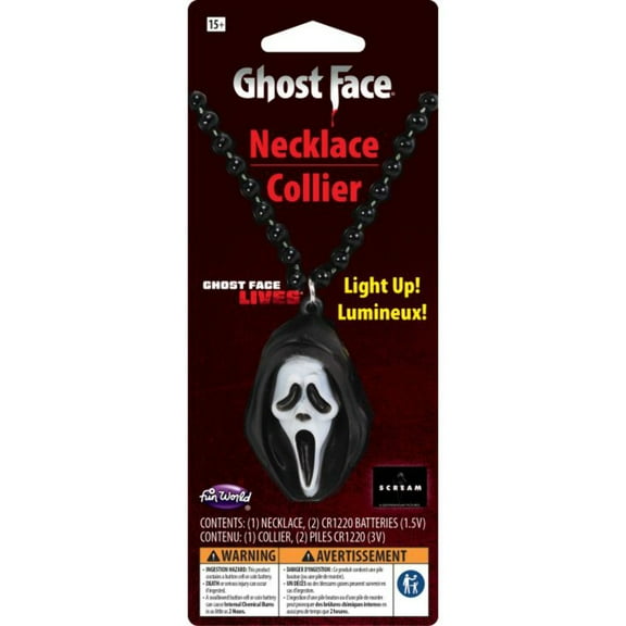 Fun World FW96951 Scream Ghost Face Light-Up Necklace Costume Accessory