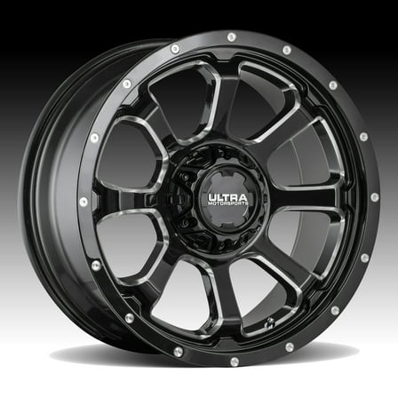ULTRA 219bm nemesis 17x9  12et 106.10mm gloss black cnc milled accents clear coat wheel Fits select: 2004-2023 FORD F150, 1999-2023 CHEVROLET SILVERADO