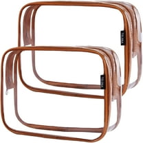 GASTROPOD Clear Travel Essentials Toiletry Bags-TSA Approved 2PCS Multifunctional Cosmetic Makeup Packs,Quart Size Carry On Accessories,Luggage Organizer For Women & Men,PVC Material,Brown