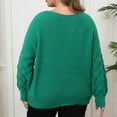 thumbnail image 5 of Qulqfy Womans Sweaters Cable Knit Green Plus Size V Neck Slouchy Pullover Long Sleeve Shirts Light Weight Sweater for Women XXL, 5 of 5