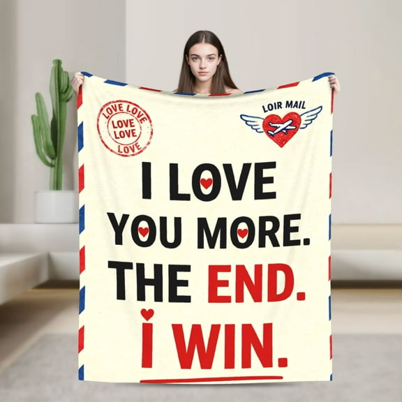 "I Love You More" Pattern Soft Throw Blanket Flannel Blanket for Couch, Bed, Sofa Luxurious Throw Blankets Warm and Cozy for All Seasons