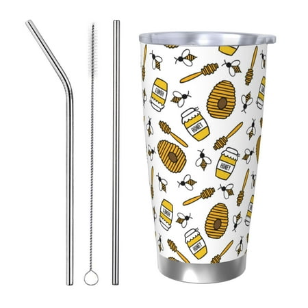 

Goofa Honey for 20 oz Skinny Tumbler Stainless Steel Coffee Mug Slim Vacuum Insulated Travel Cup Car Cup-Straw Three-piece Set