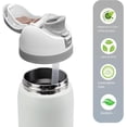 thumbnail image 4 of Botella de agua de acero inoxidable aislada con paja para deportes, viajes y biberón de agua de acero inoxidable, con picos - 32 onzas, livianos y resistentes a las fugas (Blanco, 32 oz), 4 of 4