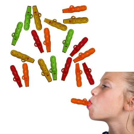 - Dazzling Toys Set of 24 Party Favor Mini Flute Instrument Whistles.