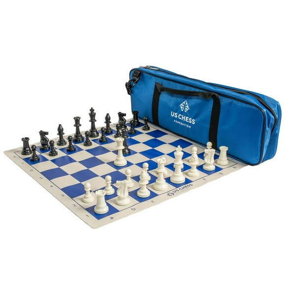 U.S. Chess Supreme Triple Weighted Chess Set Combo (Blue)