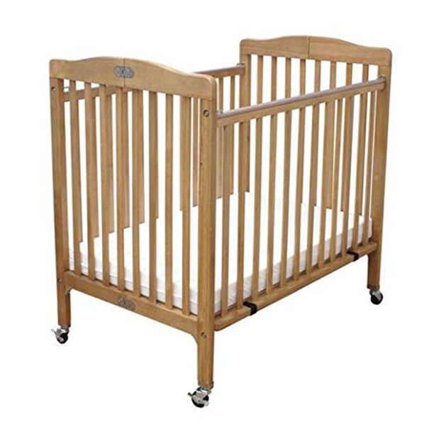 Slatted Foldable Pocket Wooden Crib With Casters Support Natural Brown Walmart Com Walmart Com