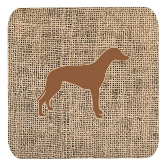 Greyhound Burlap and Brown Foam Coasters, Set - 4