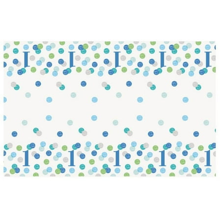 

Blue Dots 1st Birthday Rectangular Plastic Table Cover 54 x 84 1ct