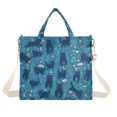 thumbnail image 7 of FORMRS Womens Corduroy Tote Bag Crossbody Shoulder Purse Handbag with Detachable Strap, Blue Forest Cat Pattern, 7 of 7