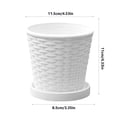 thumbnail image 3 of Aufmer Pot de Fleurs Rond en Plastique Imitation Bambou à Texture Tissée Style Naturel Apparence Lisse Paroi Extérieure pour Maison Bureau Intérieur Plante en Pot Verte Déco Culture, 3 of 6