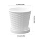 thumbnail image 3 of Maceta redonda de plástico con bandeja de drenaje, textura tejida, ligera, duradera, para uso interior/exterior, disponible en beige, marrón, blanco, 11,5x11x8 cm., 3 of 6