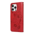 thumbnail image 3 of Case for iPhone 13 Pro Max Wallet Case for Women with Card Holder Butterfly Embossed Clover Rose Flower Flip PU Leather Magnetic Phone Cover Kickstand with Lanyard For iPhone 13 Pro Max, Red, 3 of 8