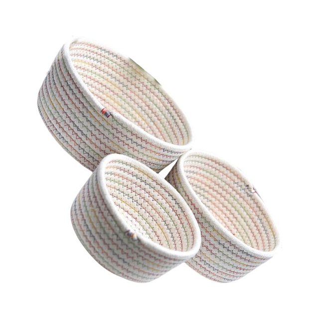 Billuyoard 3 unids/set cesta de almacenamiento de acrílico Color sólido lavable algodón trenzado reemplazo contenedor de sala de estar Almacenamiento y organización del hogar Blanco