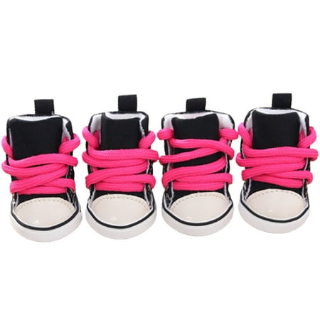 Bluethy 4Pcs Anti-Slip Laced Breathable Pet Shoes Boots Sneakers Dog Puppy Supplies