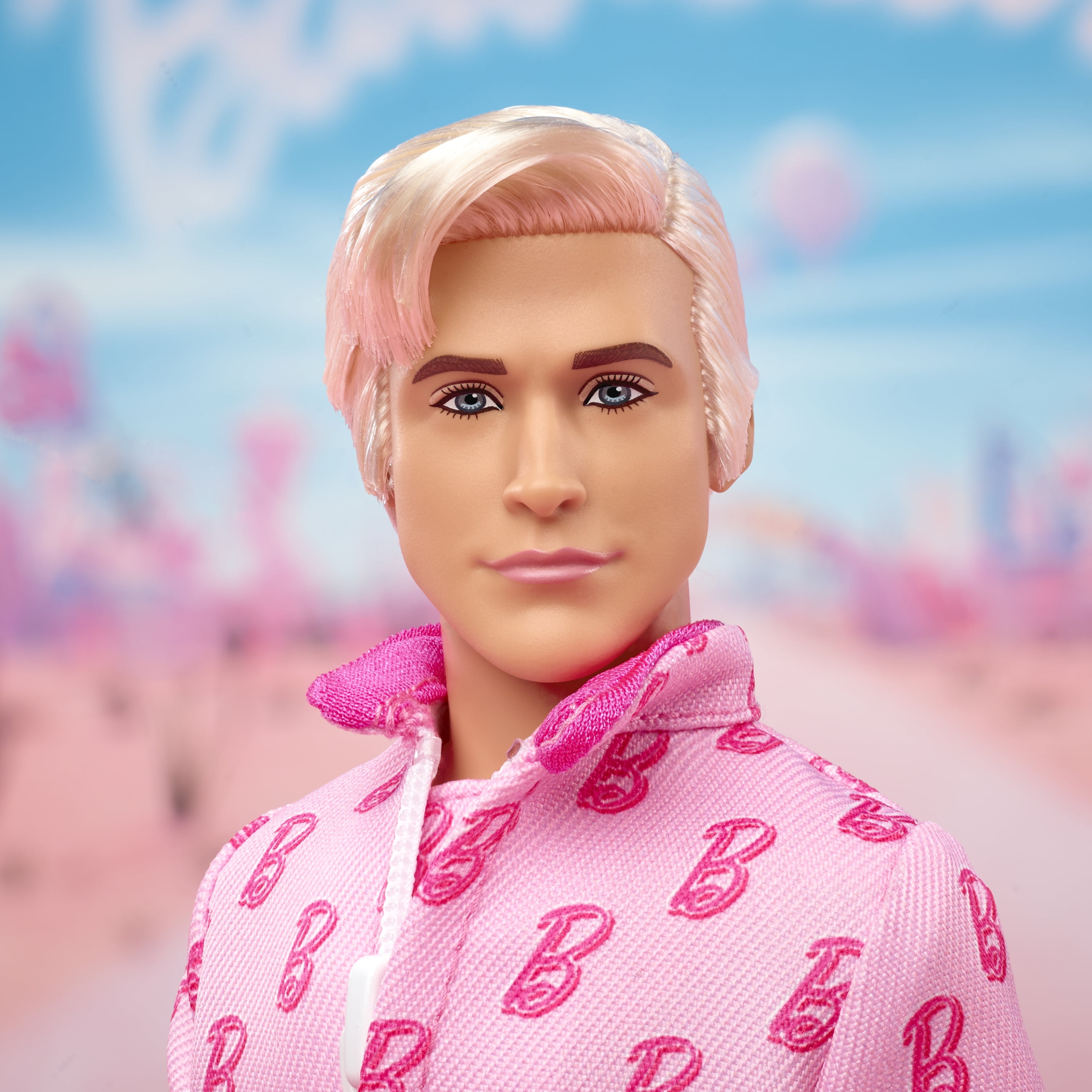 Barbie The Movie Ken Collectible Doll, Ryan Gosling as Ken Wearing Pink Jumpsuit with “B” Detail