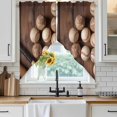 thumbnail image 3 of Swag Valance Curtains for Windows, Baseball Light Filtering Kitchen Curtains with Rod Pocket, Farmhouse Retro Sport Theme Brown Wooden Grain Window Treatment Valances for Living Room, 36x36 - 2 PCS, 3 of 9