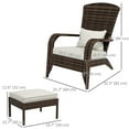 thumbnail image 3 of Outsunny Wicker Adirondack Chair w/ Ottoman Fire Pit Chair w/ Cushion White, 3 of 10