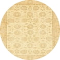 thumbnail image 1 of Ahgly Company Machine Washable Indoor Round Abstract Mustard Yellow Area Rugs, 7' Round, 1 of 7