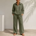 thumbnail image 2 of Hoodie Women Dqueduo Women's Fall Winter Lapel Long Sleeve Patch Pocket Hoodie And Wide Leg Pants Suit, Sizes S-XXL, 2 of 8