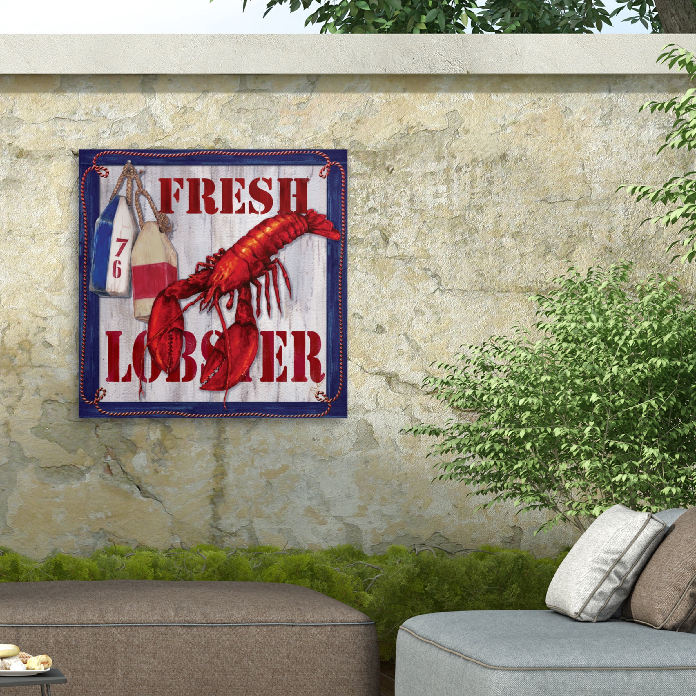 Sher Sester 'Fresh Lobster Sign 2' Outdoor Canvas 18x18