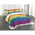 thumbnail image 3 of Ambesonne Pride Quilted Bedspread Set 3 Pcs, Grunge Flag Peace Word, King Size, Multicolor, 3 of 5