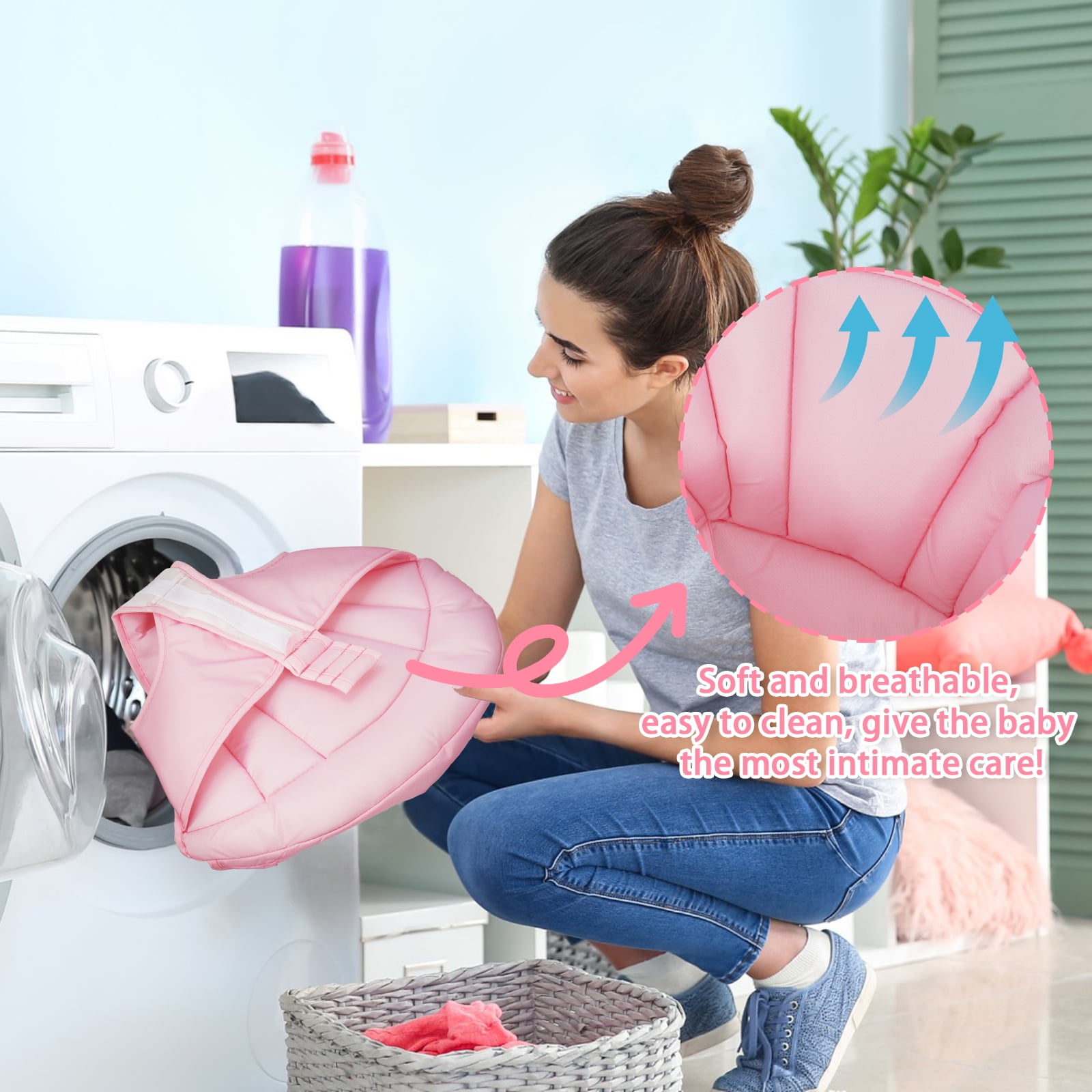 Baby Walker for 6-18 Months - One-Touch Foldable Design, 9 Adjustable Heights, Non-Slip Wheels with Removable Activity Tray, pink