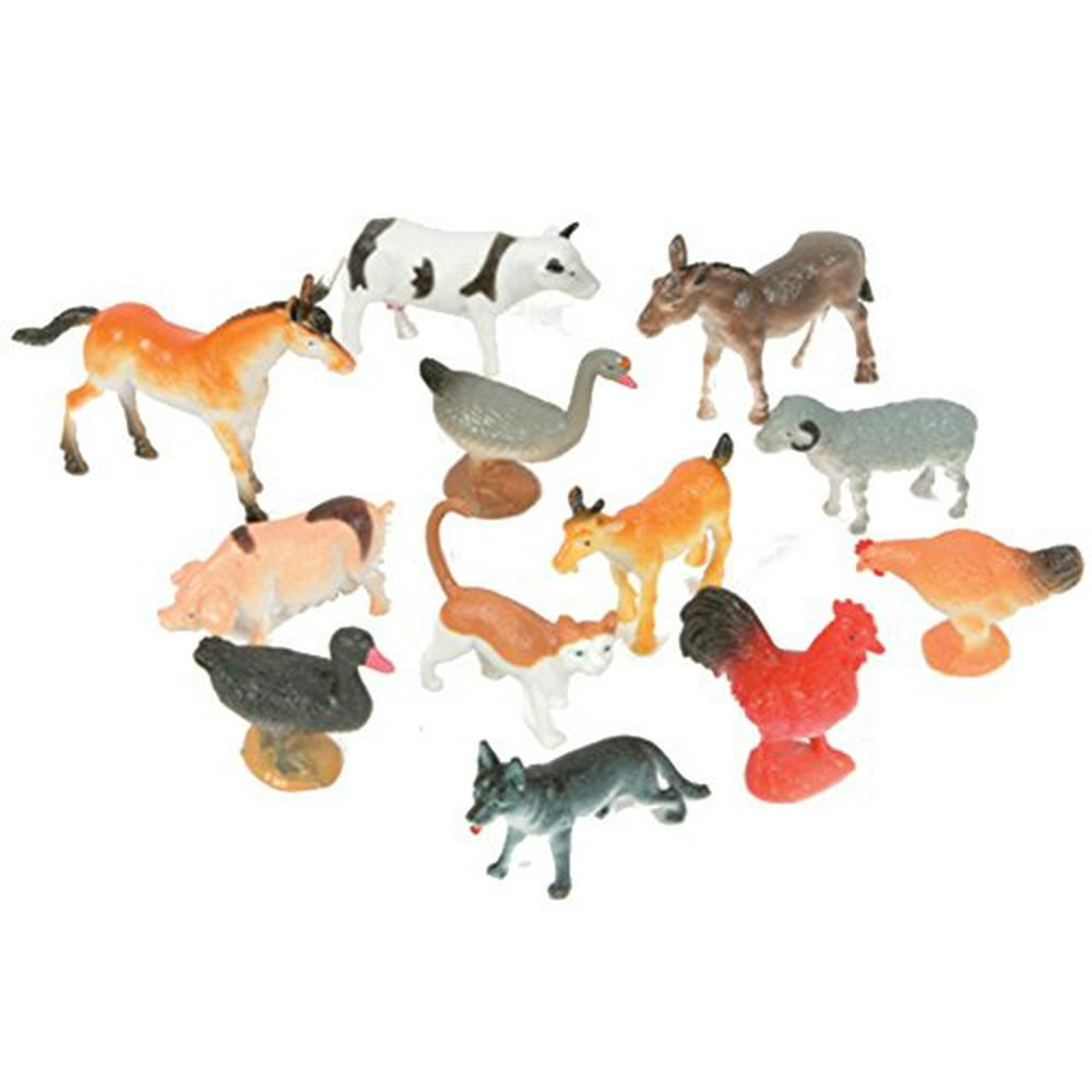 2.5" Assorted Plastic Farm Animals 1 dozen