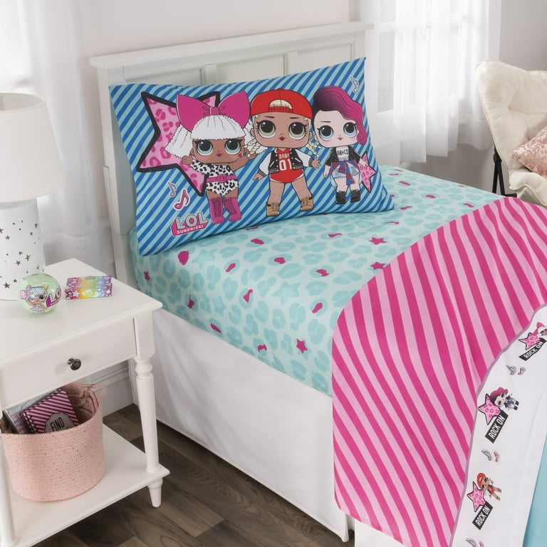 LOL Surprise Kids Twin Sheet Set Pink and Blue MGA