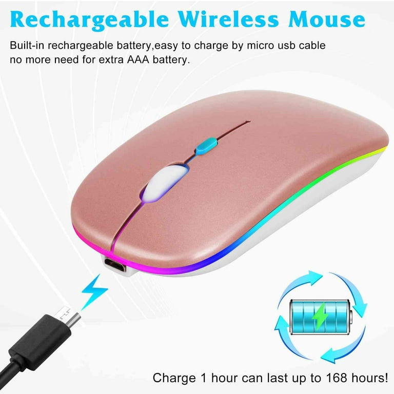 2.4GHz & Bluetooth Mouse, Rechargeable Wireless LED Mouse for Xiaomi 12  Lite Also Compatible with TV / Laptop / PC / Mac / iPad pro / Computer /