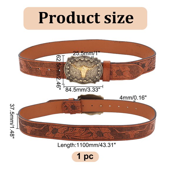 1pc PU Leather Chain Belts Alloy Cattle Clasps Waist Belts Peru 43-1/4 inch(110cm)