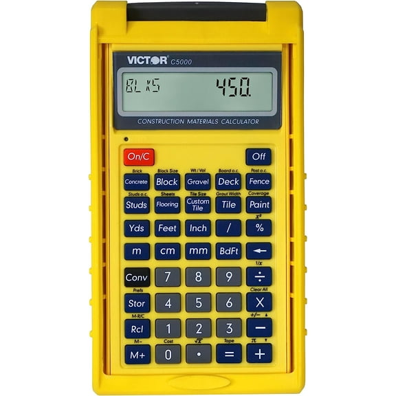 Victor VCTC5000 Construction Materials LCD Calculator - Battery Powered - Yellow
