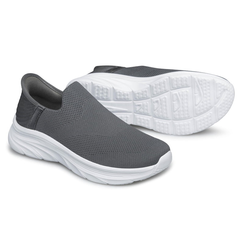 vibdiv Men's Walking Shoes Lightweight Slip on Hands Free Breathable Tennis Sneakers zapatos de hombre Dark Grey Size 11