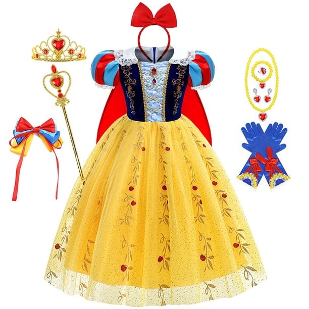 Vestido de Blancanieves para niña, traje bordado de lujo con capa para niño, disfraz de princesa clásica, trajes de Cosplay de Halloween Fivean unisex