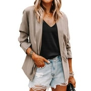 GirarYou Women Slim Casual Blazer Jacket Top Outwear Long Sleeve Career Formal Long Coat, Solid Color Jacket in 10 Colors