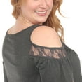 thumbnail image 5 of White Mark Casual Cold Shoulder Lace Trim Knit Blouse, Women's Plus, 5 of 6
