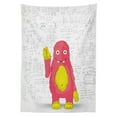 thumbnail image 3 of Ambesonne Science Tablecloth Rectangular Table Cover, Funny Smart Monster, 52"x70", Yellow White and Pink, 3 of 4
