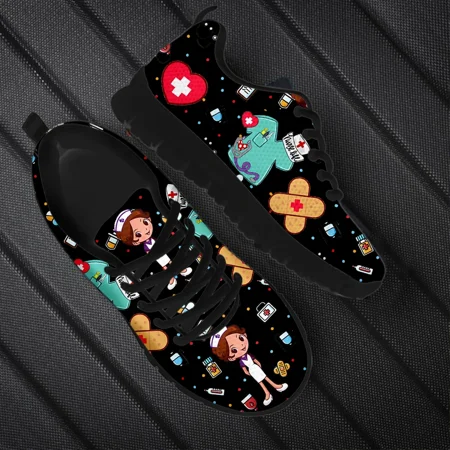 

Lightweight Women s Nurse Shoes Cute Nurse Medical Supplies Pattern Ladies Flat Shoes Sping Autumn Casual Sneakers