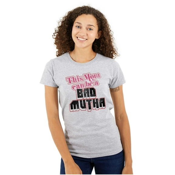 Retro This Mom Can Be A Bad Mutha Womens Slim Fit Graphic Tee Brisco Brands S