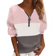 thumbnail image 1 of Gibobby Divertidas Sudaderas Camiseta superior Moda para mujer Colorblock Estampado Manga larga Cremallera Moda al libre Top informal (Rosa, XXL), 1 of 4