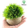 thumbnail image 3 of Mini plantas artificiales, césped verde falso de plástico, arbustos topiarios de vegetación sintética con macetas grises para decoración de baño, hogar, oficina, decoración de la casa Fokelyi CZJJ-HQ70-2, 3 of 7