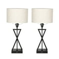 thumbnail image 4 of table Lamp with USB Port and Outlet, Modern Table Lamp with Fabric Shade for Living Room, X Shaped Bedside Lamps for Bedroom Set of 2, 4 of 4