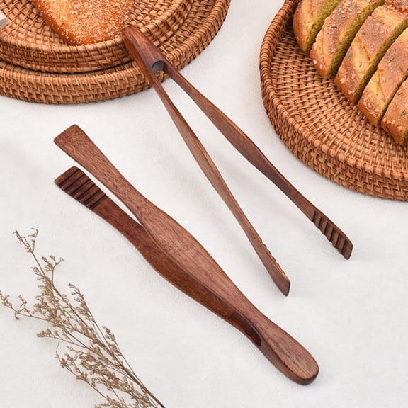 Nanmu Wooden Food Tongs Clip, Natural and Sturdy, for Restaurant Buffet BBQ Serving, Portable Kitchen Home Baked Food Plier Tool(White)