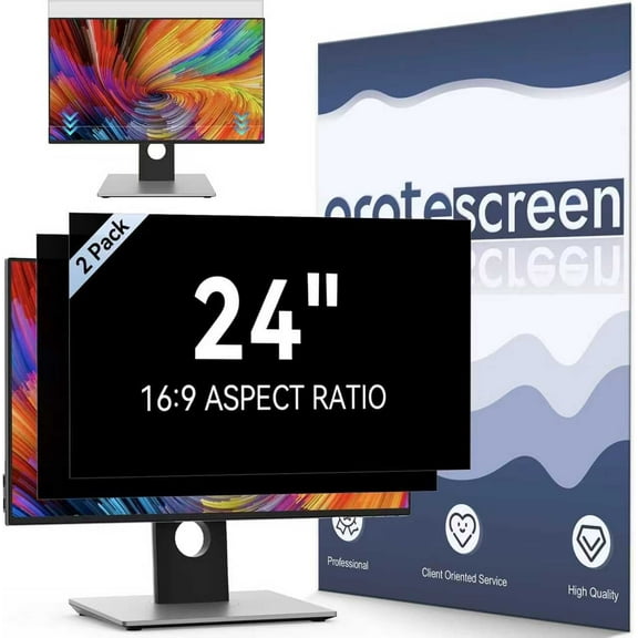[2 Pack]Fully Removable 24 Inch Privacy Screen Filter for 16:9 Widescreen Computer Monitor, Desktop PC, Eye Protection Anti Glare Blue Light Filter Privacy Shield, Anti Spy Screen Film 24 In