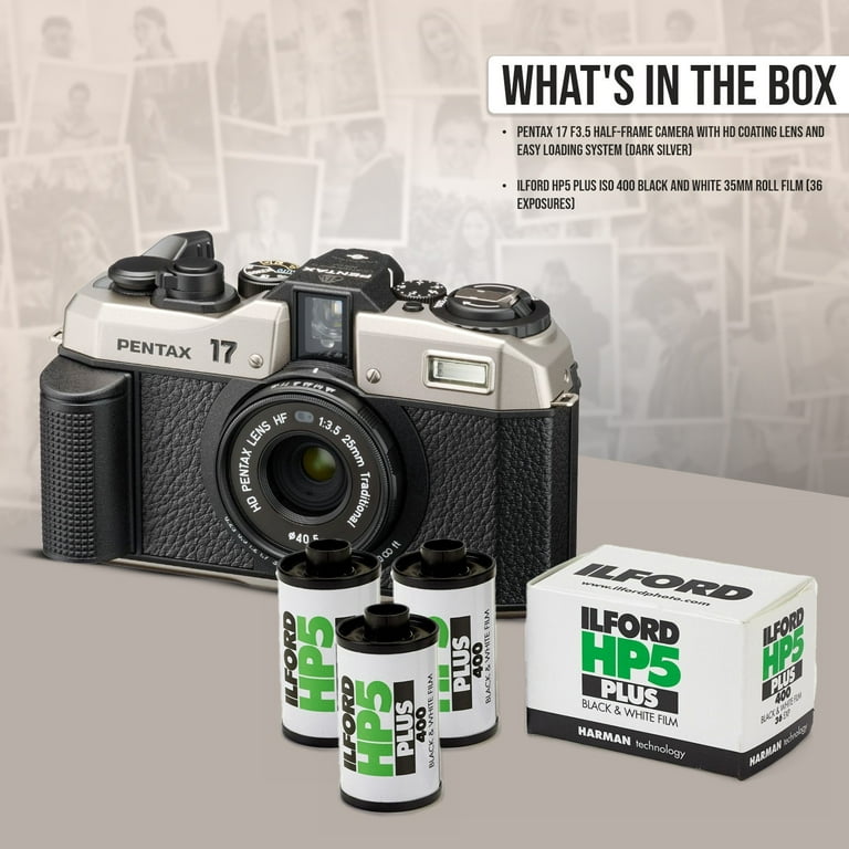 Pentax 17 F3.5 Half-Frame Dark Silver Camera with HD Coating Lens