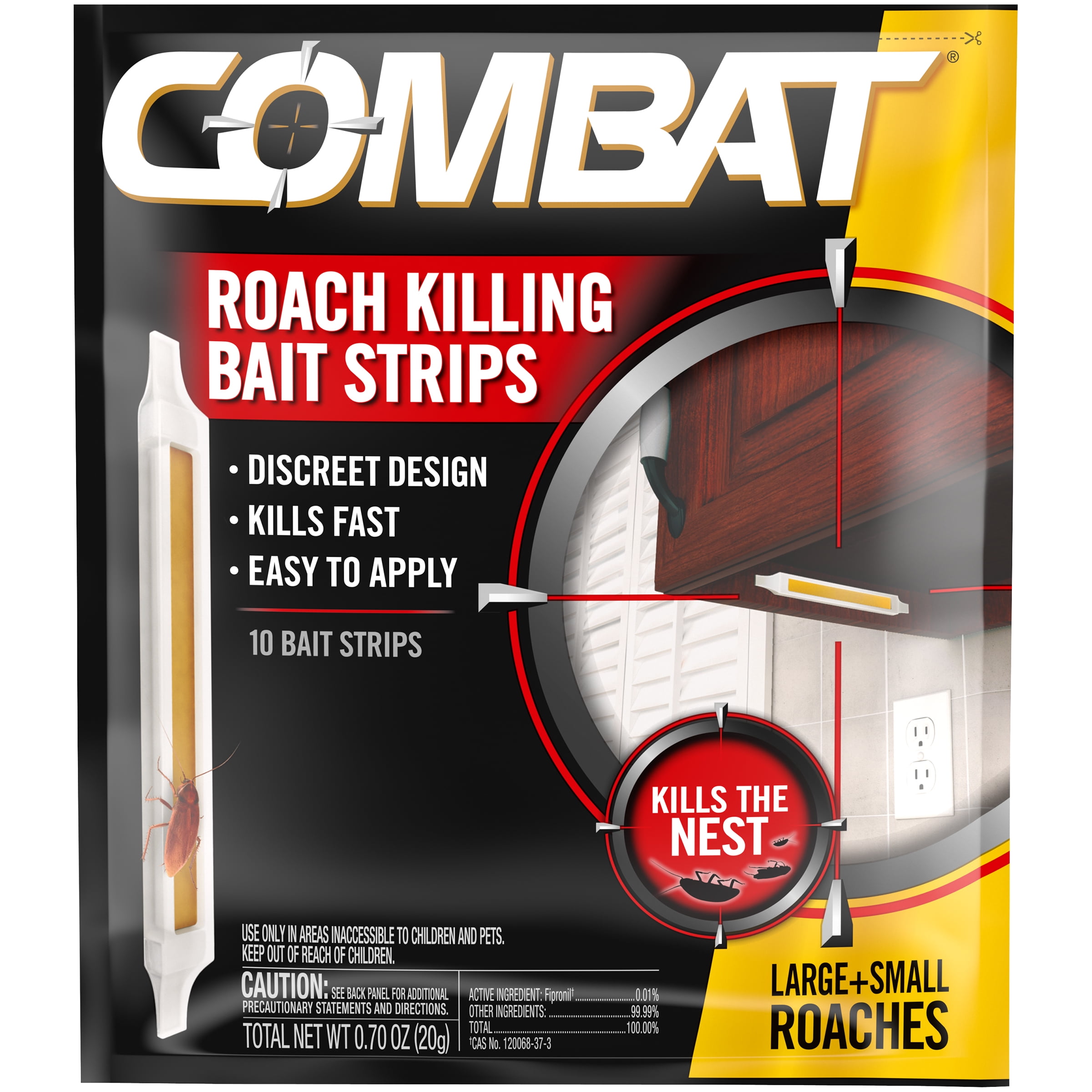 Combat Roach Killing Bait Strips for Large and Small Roaches, Indoor