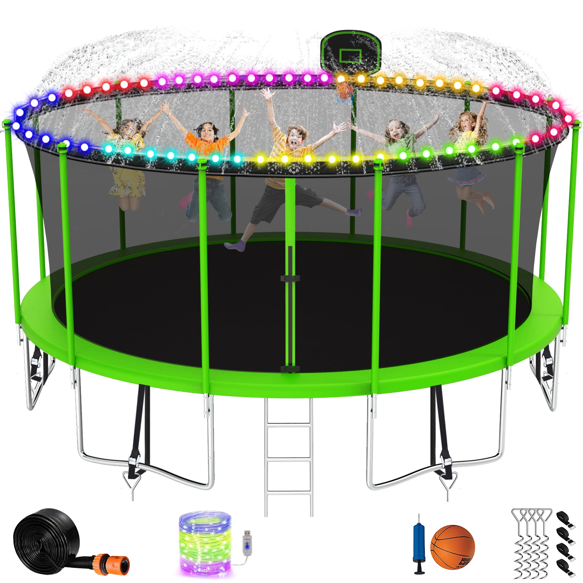 Kacho 15FT Trampoline 1500LBS for Kids Adults Trampoline with Sprinkler