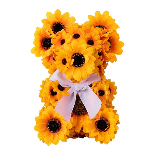 Estatuilla de oso Floral de girasol, decoración del hogar, oso Adorable, muñeco de peluche, juguete de peluche para el día de la madre, amante de la