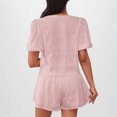 thumbnail image 4 of Camisas de Color Sólido para Mujeres Verano Manga Corta Cuello en V Cuello Delantero Corbata Camisa Pantalones Cortos Conjunto, 4 of 8