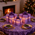 thumbnail image 4 of Set of 3 Christmas Lighted Gift Boxes,Different Sizes Purple Rose Light Up Present Box Ornament with Bowknot,Pre lit Presents Christmas Boxes for Indoor Outdoor Holiday Xmas Decorations, 4 of 5