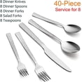 thumbnail image 2 of Hammered Silverware Set, E-far 40-Piece Stainless Steel Square Flatware Set for 8, Metal Tableware Cutlery Set Includes Dinner Knives/Forks/Spoons, Modern Design & Mirror Polished - Dishwasher Safe, 2 of 4